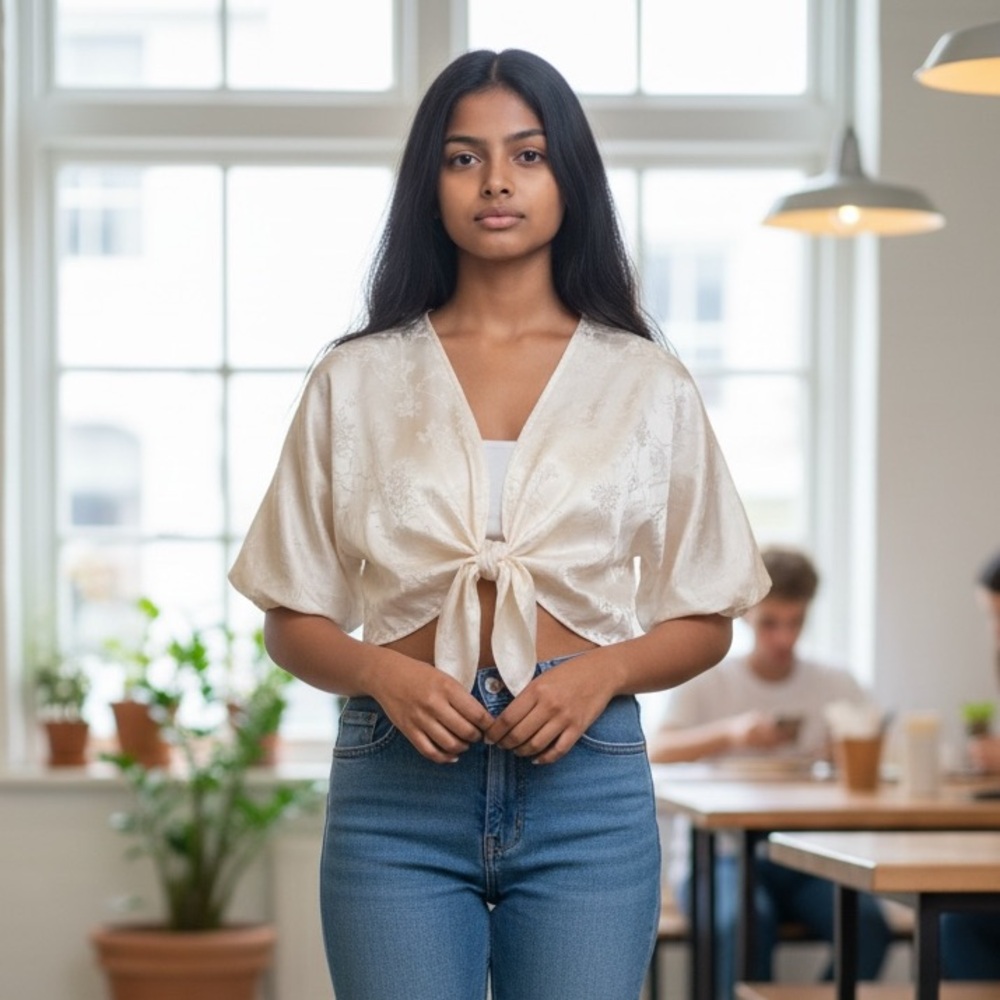 Shein Cream Crop Top- Size M